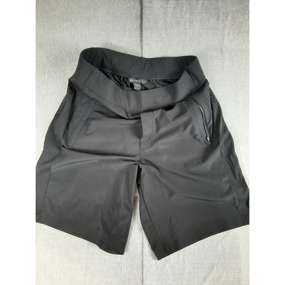 Athleta Women 6 Activewear Waistband Zip Pockets Pull-On Black Athletic Short